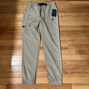 Hurley Boys Woven Joggers Khaki Size L Belted Pants NWT